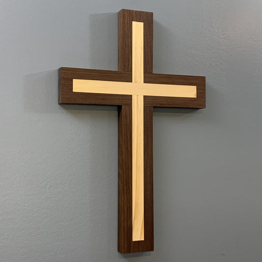 Walnut Inlayed Wall Cross