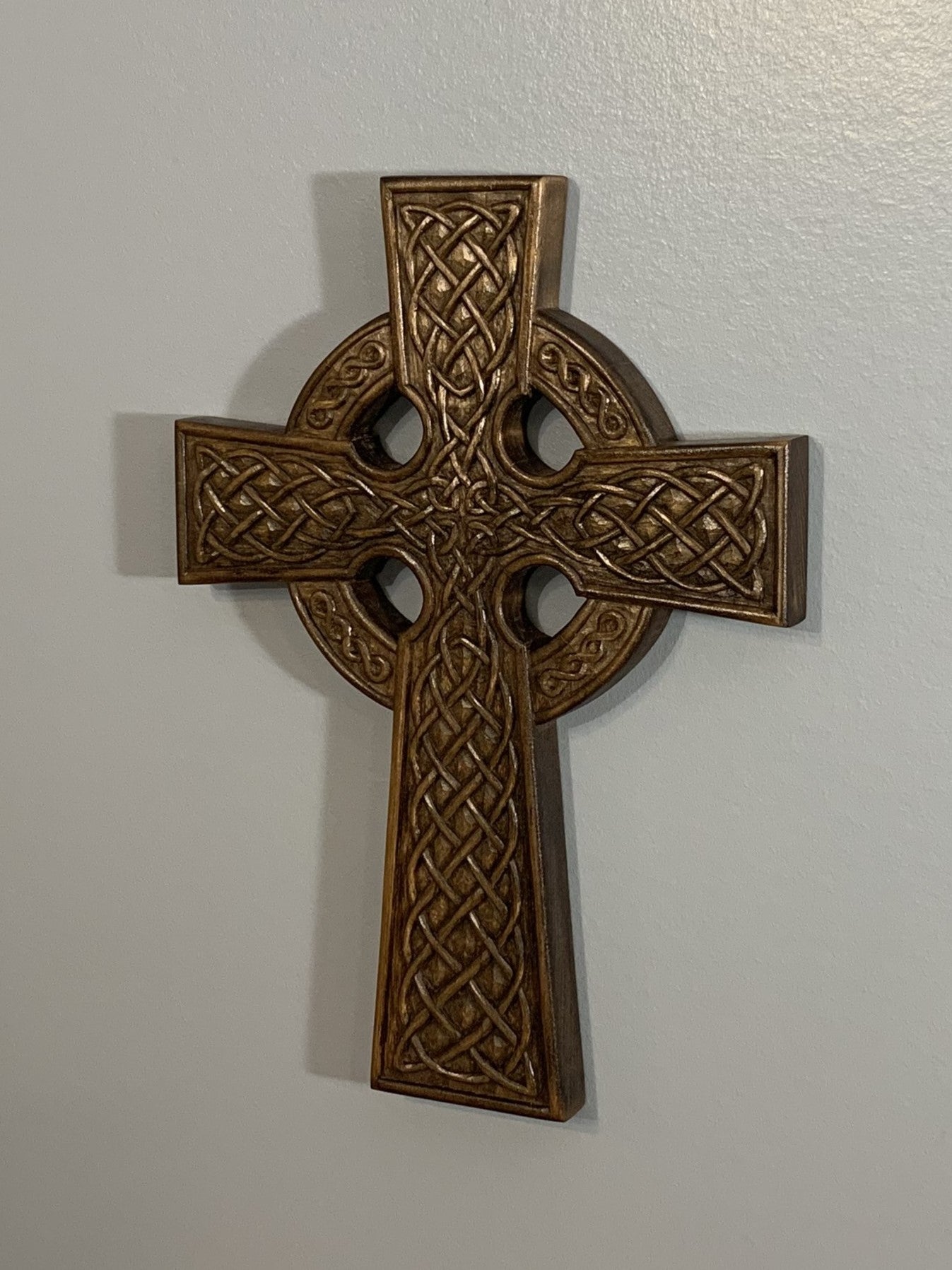 Hand-Carved Wooden Celtic Cross