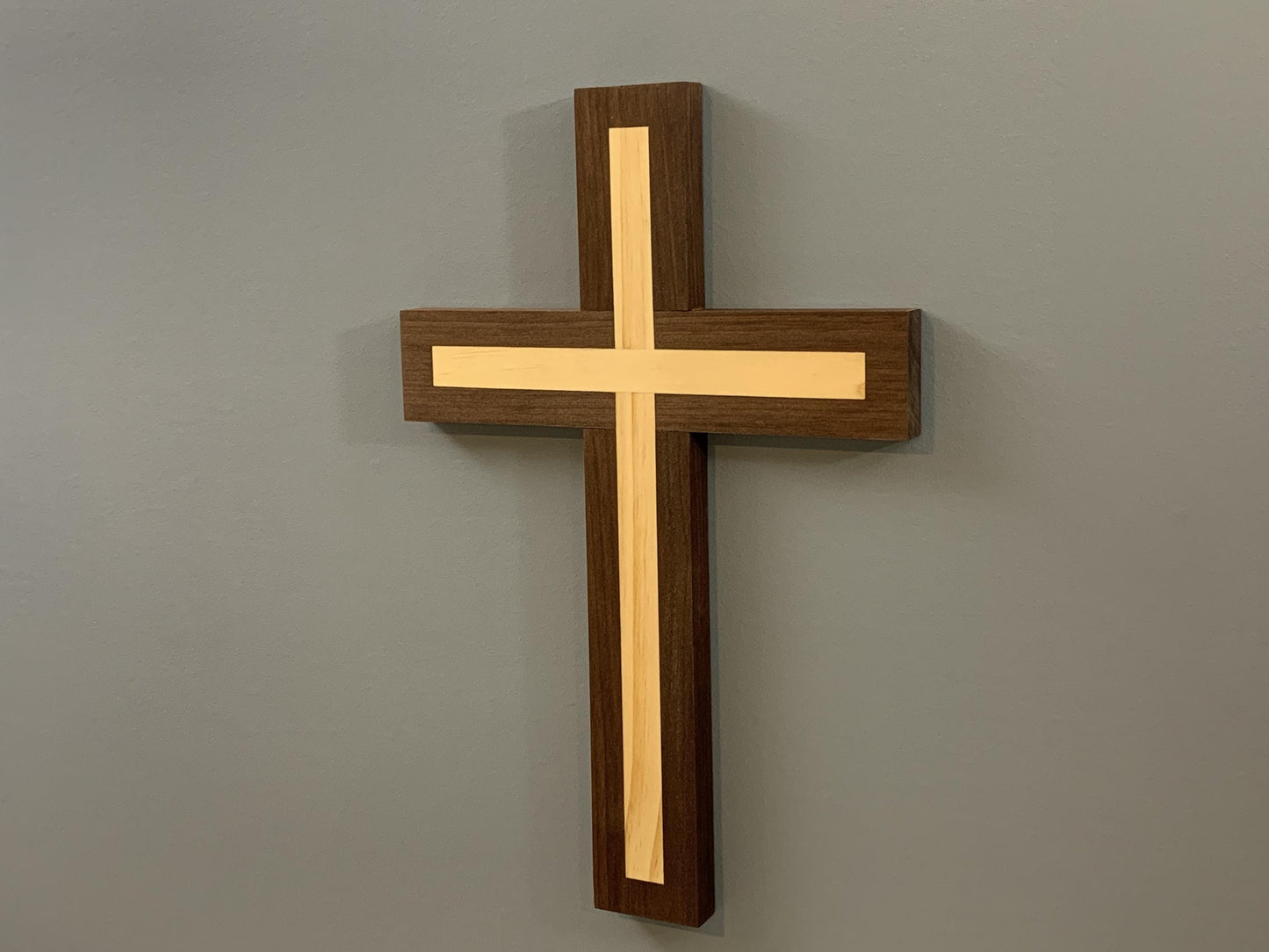 Walnut Inlayed Wall Cross